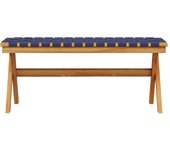 Banco de jardín | silla de jardín madera maciza de acacia y tela azul oscuro cfw31638