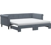 Sofá cama nido con colchón terciopelo gris oscuro 90x190 cm