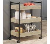 Carro de cocina roble sonoma 50x30x70 cm madera contrachapada