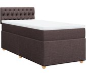 Cama para adulto | cama individual | cama box spring con colchón tela marrón oscuro 90x190 cm cfw80186