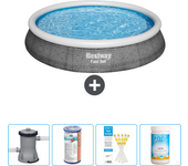 Paquete de piscina - bestway - alrededor - 396x396x84 cm + accesorios cb49