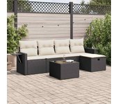 Conjunto de muebles de jardín vidaxl de 6 piezas con cojines negros de mimbre