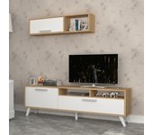 Mueble tv slim d2306tv180m109 roble blanco 180x35x47h