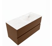 Mondiaz vica dlux 100cm mueble de baño color rust con 2 cajones. con lavabo cloud derecho 1 orificio color ostra