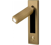 Lámpara de lectura de pared, lámpara de noche con interruptor pulsador, brazo orientable, luz cálida 3w (color cobre)