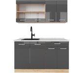 Vicco cocina versátil r-line, antracita brillo intenso/roble dorado eléctrico, 140 cm , et mármol