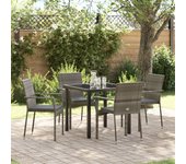 Conjunto de comedor de jardín 5 piezas con cojines gris poliratán