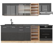 Vicco mueble de cocina r-line, antracita brillo intenso/roble dorado eléctrico, 240 cm , et antracita