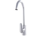 Grifo cocina latón/zinc, cromado, agua caliente-fría, latiguillos, caño alto, monomando [qli-fa-15304]