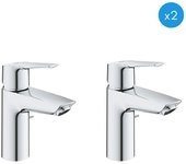 Grohe juego de 2 grifos monomando de lavabo, con desagüe automático, tamaño s, cromo (31137002-duo)