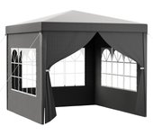 Carpa 3x3 gris con 3 laterales impermeable con protección uv carpa de fiesta jardín cenador