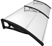 Marquesinas exterior para puertas ventanas tejadillo protección con barra central, 200x80cm negro