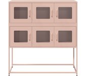 Aparador | aparador de comedor | armario de cocina de acero laminado en frío rosa 100,5x39x107 cm cfw96701