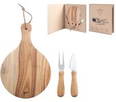 Pack cuchillo tenedor cuchillo de queso tabla de cortar de madera h&h
