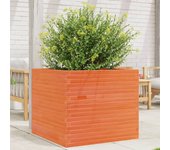 Jardinera cera marrón 80x80x68,5 cm madera maciza de pino