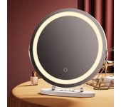 Emke espejo de maquillaje luminoso 50 cm hollywood espejo táctil 3 colores de luz con intensidad variable 360° giratorio blanco