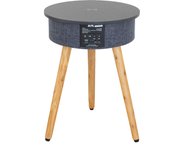 Aic - mesa altavoz bluetooth madera, base de carga inalámbrica qi y usb, batería 2600 mah - blanco