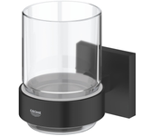 Grohe start cube quickfix bicchiere in cristallo con supporto (vetro e metallo, fissaggio nascosto, con viti e tasselli), facile da montare con grohe