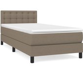 Cama con somier tapizado y colchón de tela gris topo de 90x200 cm