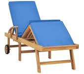 Tumbona de jardín | tumbona de exterior | silla con cojín madera maciza de teca azul cfw601287