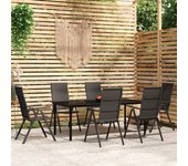 Juego de comedor para jardín 7 piezas | conjunto de jardín | muebles de jardín negro cfw89822
