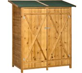 Caseta de jardín outsunny madera de abeto madera natural 140x75x157 cm 845-353v01nd