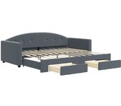 Sofá cama nido con cajones terciopelo gris oscuro 90x200 cm