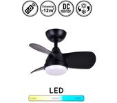 Ventilador de techo con luz silencioso dc con mando pirlo negro 60 cm invierno-verano color luz regulable