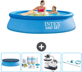 Paquete de piscina - intex - alrededor - 244x244x61 cm + accesorios cb65