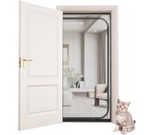 Puerta mosquitera para gatos que evita que las mascotas escapen, cortina con cremallera para sala de estar y dormitorio, 90 x 200 cm