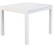 Mesa de jardín extensible 90/180x90 cm con estructura de aluminio y tablero efecto listones nilo - color blanco