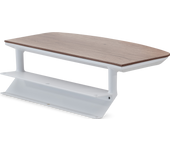 Mesa lateral de jardín modular blanco e imitación madera - matilda