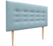 Dhome cabecero de polipiel con 3 hileras de botones y patas cabezal tapizado cama lujo (celeste, 105cm)