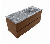 Mondiaz vica dlux 110cm mueble de baño color rust con 2 cajones. con lavabo cloud derecho sin orificios color lava