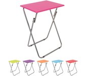 Mesa plegable multifuncional - alto 48 cm x 66 cm x largo 38 cm - ideal para terraza, balcón, camping, jardín - rosa