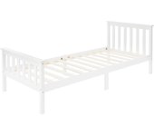 Cama para niños de madera maciza de pino blanco con somier protector 200x90 cm