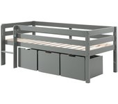 Cama de media altura 90x200 con somier y cajones vipack pino gris
