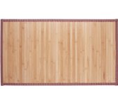 Relaxdays alfombra de bambú, impermeable, antideslizante, borde textil, 80 x 45 cm, marrón natural