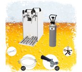 Set completo: dispensador de cerveza kontakt 40, refrigerador seco de 2 grifos, 50 litros/h- sans, 5 liter adapter