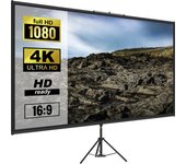 Vevor pantalla de proyección con trípode 110 pulgadas 4k hd 16:9, tela de proyección en trípode altura ajustable 244 x 137 cm para proyector