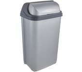 Cubo de basura con tapa deslizante, 50 l, rasmus, plateado