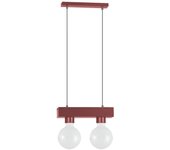 Lumicom | boston m lámpara pendiente, 2xe27, max 42w, metal, piel de vaca roja, 10x25cm