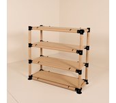 Estantería decorativa de almacenaje ecorack de cartón estructural en kit de l100xp40xh97cm con 4 estantes regulables y carga max de 50kg por estante.