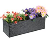 Relaxdays jardinera de interior, caja macetas, flores y hierbas, rectangular, metálica, 14x40x15 cm, decorativa, negro