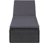 Tumbona de jardín | tumbona de exterior | silla de ratán sintético negra y gris oscuro cfw599267