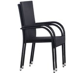 2 piezas sillas de jardín | silla de exterior | sillon jardín apilables ratán sintético negro cfw599656