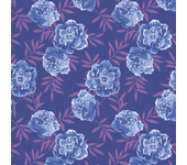 Papel pintado floral rosas azules