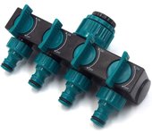 Conector de manguera de jardín de cuatro vías, adaptador de extensión de grifo adecuado para jardín, invernadero, riego de césped vegetal