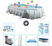 Paquete de piscina - intex - oval - 503x274x122 cm + accesorios cb41