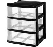 Com-fort house cajonera de plástico apilable para almacenaje - big - negro - 395x395x535 - modelo 3 cajones